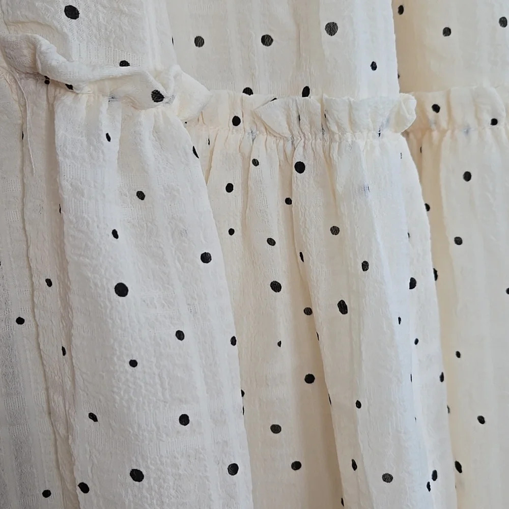 BLU PEPPER Ivory Fully Lined Skirt with Black Polka-Dots size Small - Picture 3 of 11
